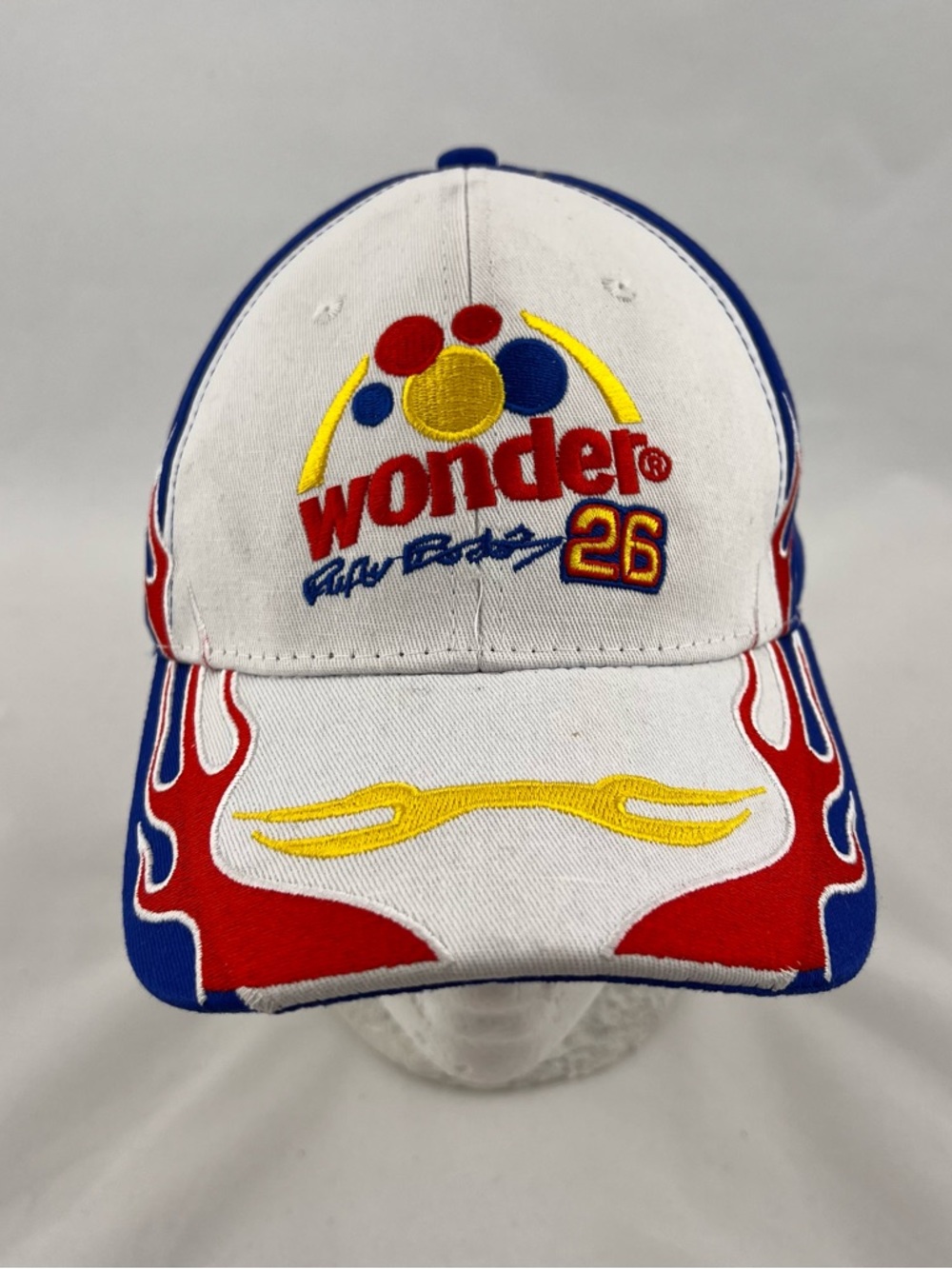 Vintage Wonder White, Red & Blue Racing Logo Baseball Cap 90s